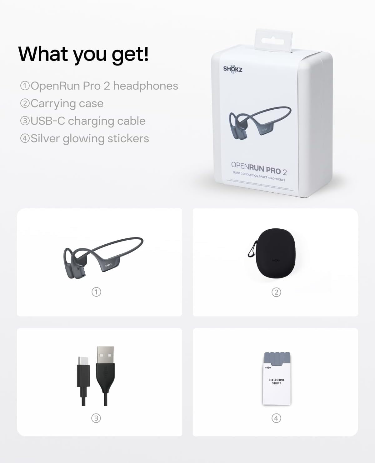 SHOKZ OpenRun Pro 2|Bone Conduction Sport Headphones | Black