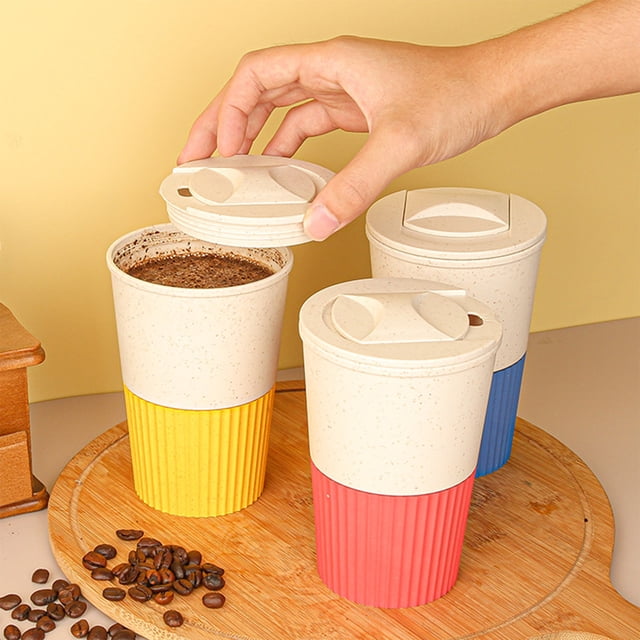 Usloyux 3Pcs Straw Coffee Cups, Reusable Plastic Drinkware for Office Restaurant Home, Eco-Friendly Water Cups, Portable Travel Mug for Camping Picnic Outdoor Activities, Durable Household Beverage