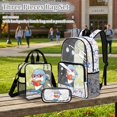 thumbnail image 2 of Kuiaobaty Books Shark Print Clear Backpack and Lunch Bag Set for Boys Starfish Print Clear Backpack with Pencil Case See Through PVC Bookbag with Lunch Box for School, Blue, 2 of 5