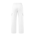 thumbnail image 5 of Women's Cargo Pants, Wide Leg Pants with Elastic Waist, Drawstring & Pockets, Outdoor Hiking Athletic Gym Wear | VerBelle,White M, 5 of 6