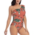 thumbnail image 3 of Gukieu Hedgehog Mushroom Print One-shoulder Ruffled One-piece Swimsuit with Removable Chest Pads and Tummy-control Swimsuit for Women-Small, 3 of 6