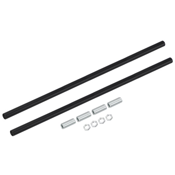 Lighting Fixture Downrods M10 x 15.7'', 2 Set Threaded Extension Rod Lamp Rod Light Fixture Part in Electroplated Iron for Pendant Light Island Lighting Chandelier Indoor, Black