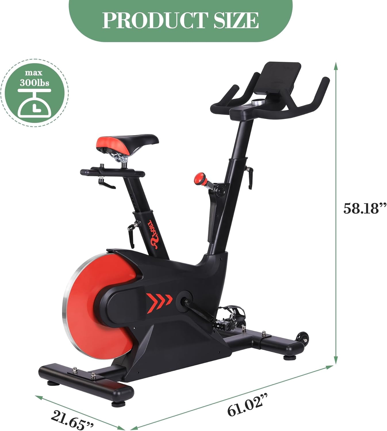 Digital Monitor Exercise Bike, Silent Magnetic Indoor Cycling Bike for Home Gym, Smooth Rear Flywheel Stationary Bike with Electromagnetic Resistance, Adjustable Seat & Handlebars