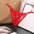 thumbnail image 2 of Panties for Women,Exquisite Underwear Transparent Lace Low Waist Thong Seamless Elastic Breathable T-Shaped Panties,Womens Underwear,Red,One Size, 2 of 3