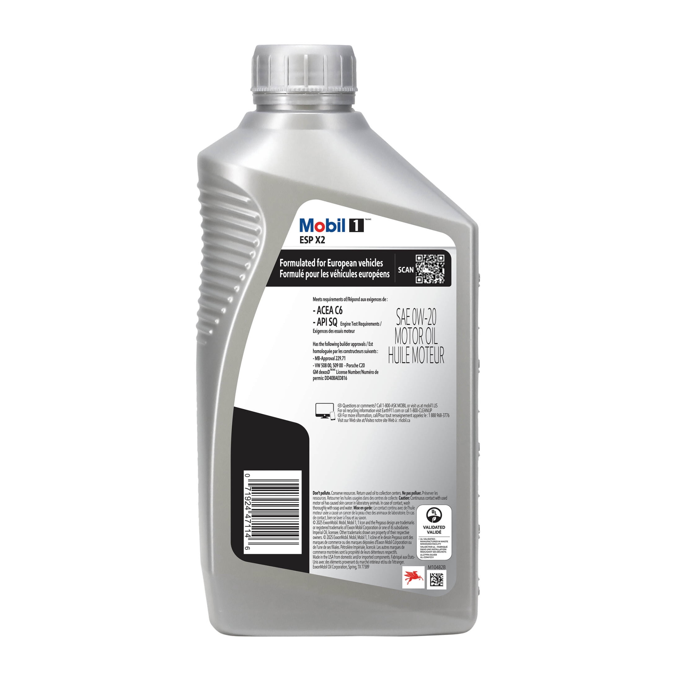 Mobil 1 ESP X2 0W-20 Synthetic Motor Oil, 1 Quart, High Wear