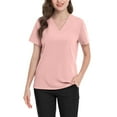 thumbnail image 3 of Scrubs For Women Tops, Ladies' Lightweight Solid Color V Neck Pocket Side Slit Short Sleeved T Shirt Scrubs For Women Pants Shirt Tank Top Tank Outfits Red Shirts Outfits (M, Pink) ZMTing, 3 of 3