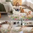 thumbnail image 5 of Easter Bunny Round Area Rug 8Ft Washable Large Circle Rugs for Living Room Dorm, Spring Flowers Leaves Cute Rabbits Pastoral Plants Non-Slip Carpet Floor Mats Indoor Outdoor Carpet Runner Home Decor, 5 of 8