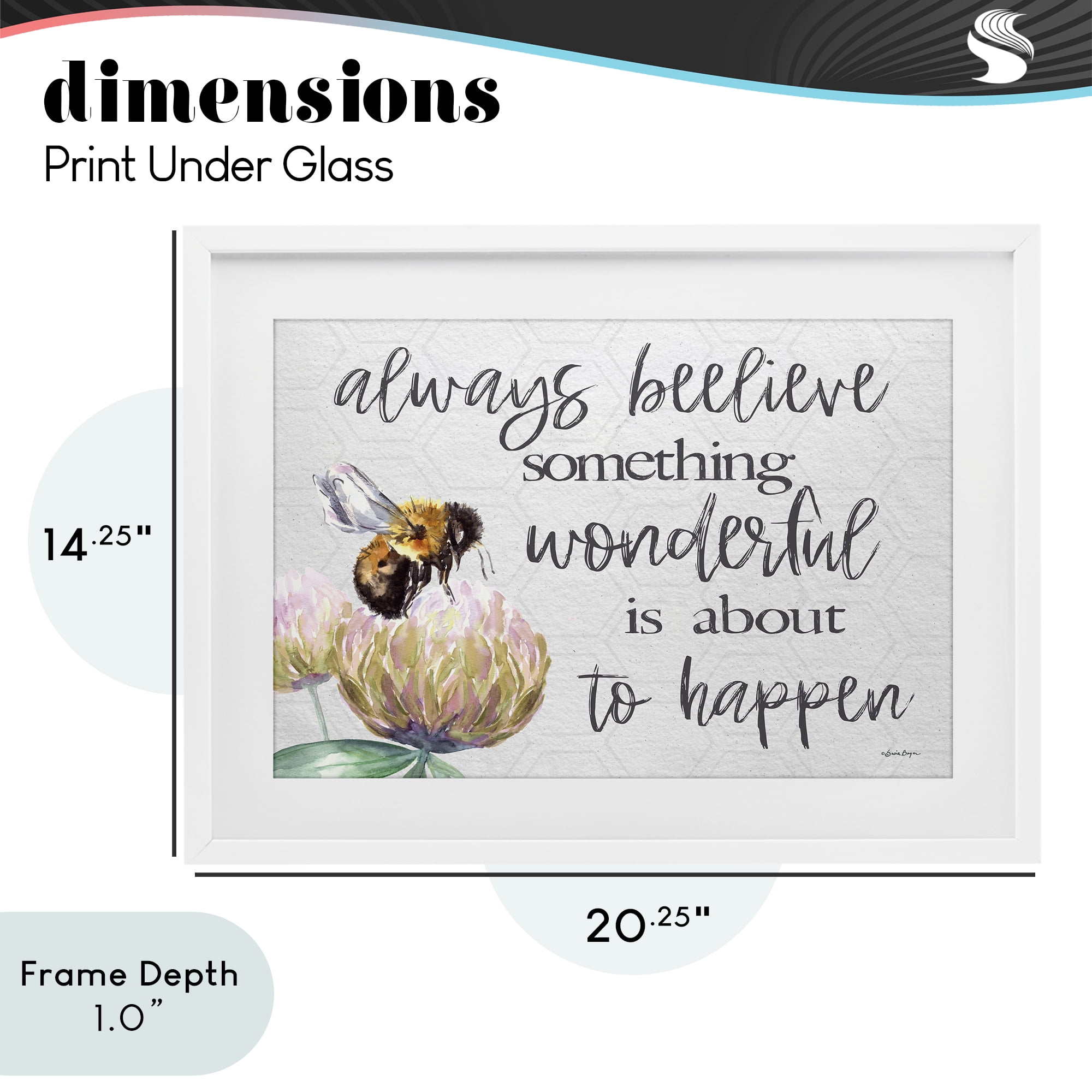 Stupell Industries Always Believe Something Wonderful White Framed Print Under Glass, design by Susie Boyer