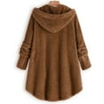 thumbnail image 2 of ELFINDEA Womens Tops Plus Size Button Plush Hooded Loose Cardigan Wool Coat Winter Jacket Yellow 3X, 2 of 8