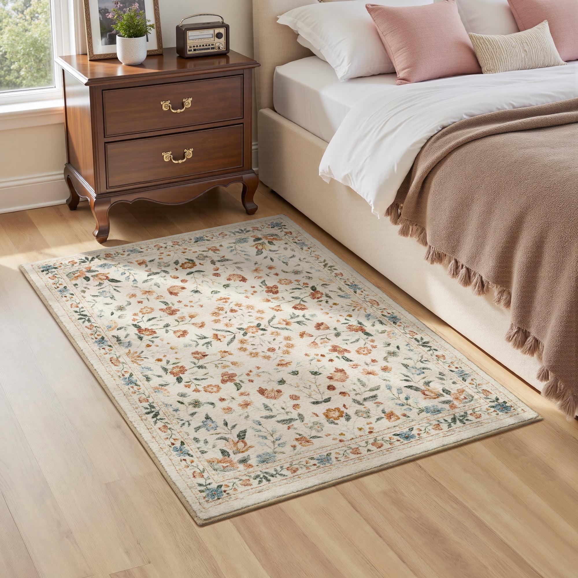 SIXHOME 2'x3' Area Rug for Living Room Rug for Bedroom Entryway Vintage Soft Floral Rug Washable Botanical Printed Carpet Non Slip Oriental Rug for Farmhouse and Home Decor