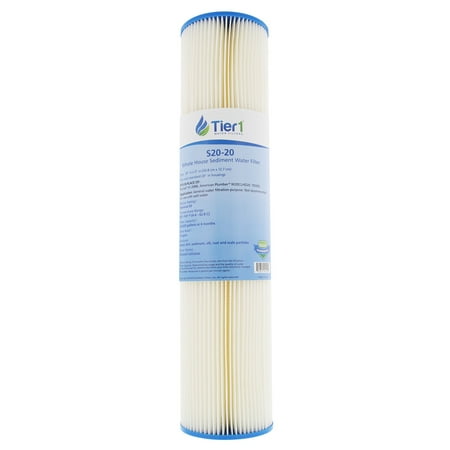 

Tier1 20 Micron 20 Inch x 4.5 Inch | Pleated Cellulose Whole House Sediment Water Filter Replacement Cartridge | Compatible with Pentek S1-20BB 155305-43 W20CLHD20 Home Water Filter