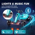 thumbnail image 6 of Holaki 12V Electric Go Kart for Kids, Battery Powered Ride on Toy with Adjustable Seat, Music, LED Lights, EVA Wheels & Forward/Reverse Driving, Tiffany Blue, Ages 3-6, 6 of 10