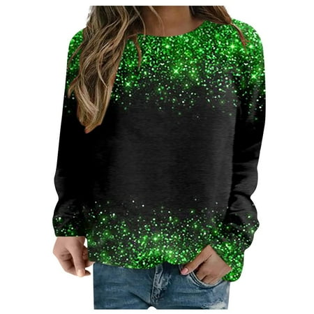 

Long Sleeve Shirts for Women Under Scrubs Women St. Patrick s Day Fashion Printed Loose Long Sleeve Blouse Crew Neck Casual Pullover Tops Sweater Shirt Long Sleeve Tops Cotton Green S