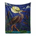 thumbnail image 1 of Egret Soft Flannel Fleece Throw Blanket, Stain Glass Design Brown Tone Heron Bird at Nighttime with Moon Pond and Reeds, Cozy Plush for Indoor and Outdoor Use, 50" x 70", Multicolor, by Ambesonne, 1 of 6