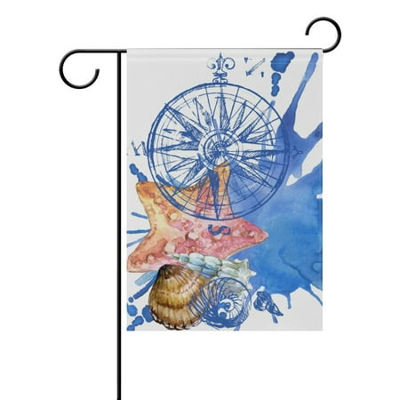 Nautical Outdoor POPCreation Seashell Nautical Pattern Polyester Garden Flag Outdoor Flag Home Party Garden Decor 28x40 inches ()