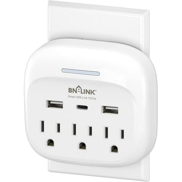 BN-LINK Multi Plug Outlet Extender with 3 Outlets and 3 USB Ports, 3 AC Outlet Splitter with 3 USB Ports (1 USB C), Wall Charger Adapter for Dorm, School, Travel, Office, Home, Travel, 1 Pack