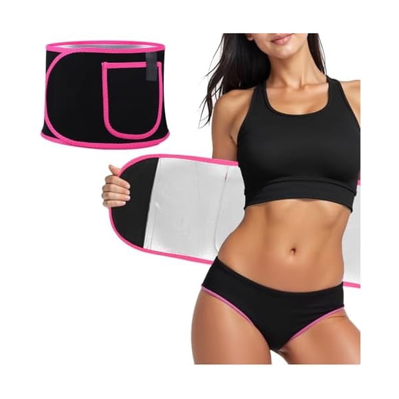 Waist Trainer for Women, Elastic Workout Sweat Trainer for Stomach Weight, Heat Retention Waist Trimmer Band for Workout, Easy to Clean (Red)