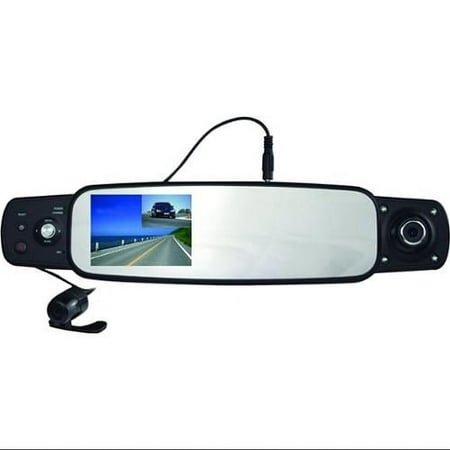 Coby DCHDM-305 Rearview Mirror Dash Cam with 3 Cameras Front, Back & Inside with DVR