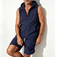 thumbnail image 4 of Stamzod Summer Track Suits Mens Outdoor Athletic Sleeveless Jackets and Shorts 2 Piece Casual Workout Hiking Sweatsuit Short Sets, 4 of 6