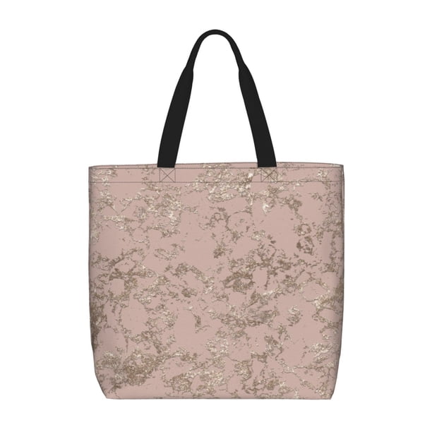 Easygdp Rose Gold Marble Texture Bolsa Tote para Mujer, Bolso de Hombro para Trabajo, Playa, Viajes, Compras y Supermercado