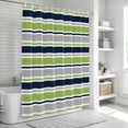 thumbnail image 6 of Green Gray Striped Shower Curtain, Waterproof Shower Curtains for Bathroom, Farmhouse Stripes Modern Abstract Art Washable Fabric Bathtub Curtain Set Bath Decor with 12 Hooks Long 72"x84", 6 of 8