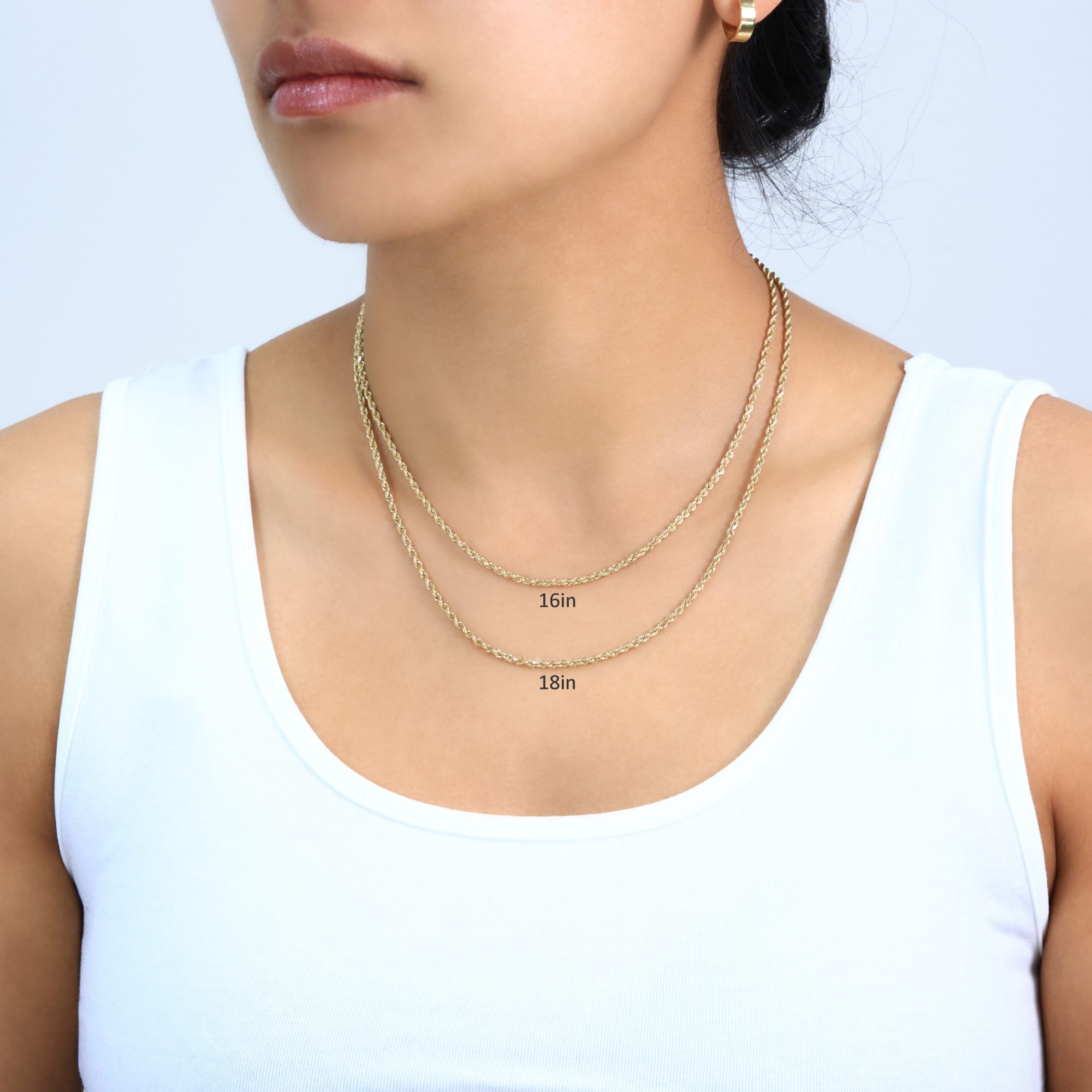 Nuragold 10k Real Yellow Gold 2mm Rope Chain Diamond Cut Necklace (16"-30") Italian Jewelry for Men & Women