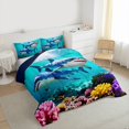 thumbnail image 3 of Feelyou Ocean Shark Kids Twin Comforter Sets, Marine Coral Fish Bedding Set, 2 Pieces, 3 of 8