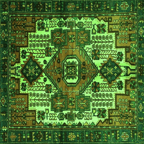 Ahgly Company Indoor Square Persian Green Traditional Area Rugs, 3' Square