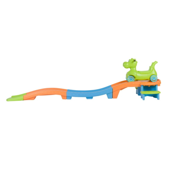 Step2 Dino Dash Up & Down Juguete de montaña rusa para niños, coche de empuje, juego interior/exterior, niños de 2 a 5 años, almacenamiento compacto, peso máximo 50 lb, verde