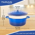 thumbnail image 2 of Olla holandesa de hierro fundido con tapa – Cacerola esmaltada antiadherente apta para horno – Batería de cocina resistente para horno holandés – Azul oscuro, 7.3 cuartos, 30 cm – de Nuovva, 2 of 5