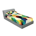 thumbnail image 2 of Ambesonne Vintage Fitted Sheet & Pillow Sham Set, Rhombus Pattern Grunge, Twin, Multicolor, 2 of 2