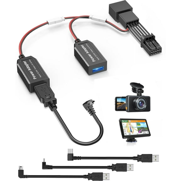 Dash Cam Power Adapter,(10P Type A)Fit Select Infiniti/Mazda/Nissan/Subaru,Connect to Auto-Dimming Rearview Mirror,Built-in Hide Power Adapter Charging Cable for Garmin Nuvi GPS Dashcam Mirror Camera