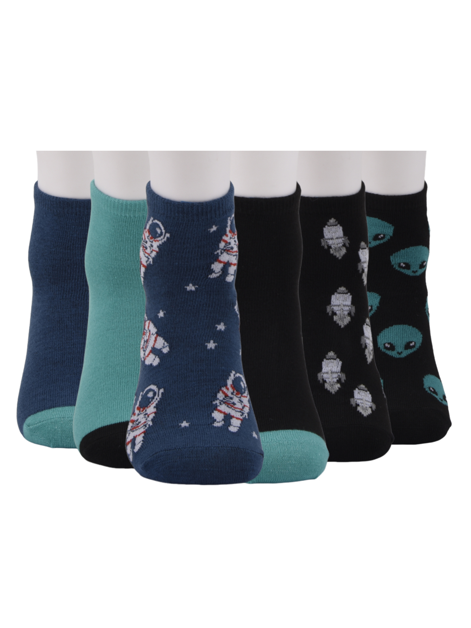 Wonder Nation Mid Crew Graphic Socks, 6-Pack Boys Shoe Size S (4-8.5) - L (3-9)
