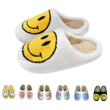 

Smiley Face Slippers for Women Men Anti-Slip Soft Plush Comfy Indoor Slippers US 10-11 (44-45)