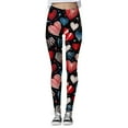 thumbnail image 4 of Plus Size Leggings Valentine's Day Printed Leggings Women High Waist Soft Elastic Comfortable Lifting Slim Fit Workout Pants Black L, 4 of 5