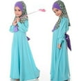 thumbnail image 3 of MEZZALL Robe Longue Abaya pour Bébé Fille avec Hijab Floral Robe à Manches Longues Classique Robe d'Été pour Tout-Petit, Bleu, 3-4 Ans, 3 of 7