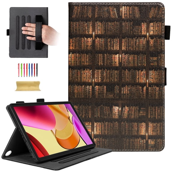 TECH CIRCLE Smart Folio Case for Fire Max 11 Tablet 13th Generation 2023 Released, Auto Sleep Wake, Built-in Stand, Stylus Pen Loop Holder, Hand Strap, Cute Cartoon PU Leather Case, Bookshelf