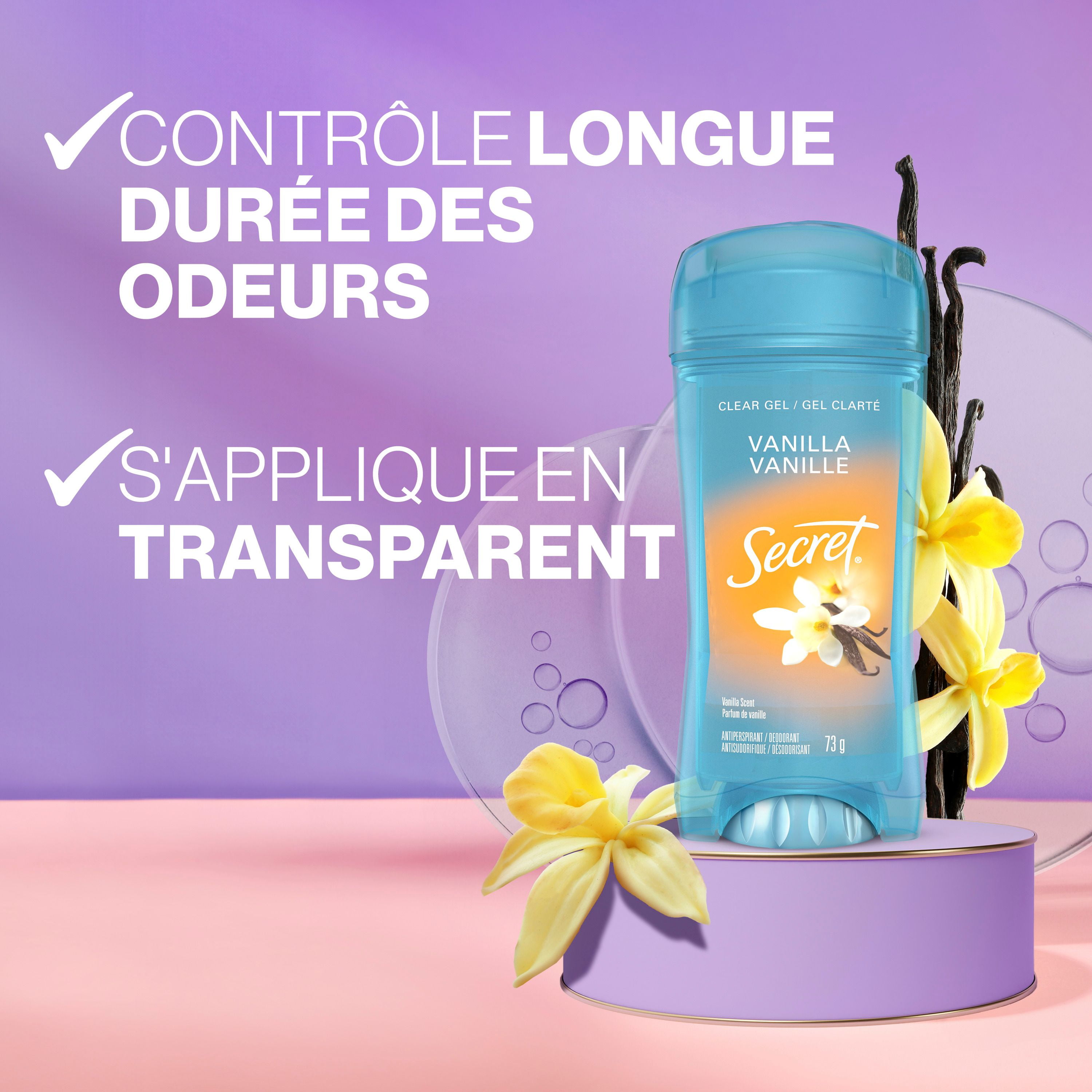 Secret Clear Gel Antiperspirant and Deodorant, Vanilla Scen, 45 g