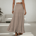thumbnail image 6 of SOMER Skirts for Women Elastic High Waist  Maxi Skirt A-line Flowy Pleated Dressy Casual Beach Vacation Long Skirts with Pockets Brown, 6 of 7