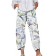 thumbnail image 2 of Lilgiuy Womens Elastic Waist Buttons Printing Thin Stretch Skinny Pants Trousers for Camping Climbing, 2 of 5