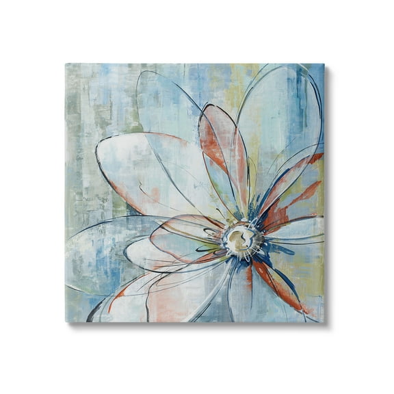 Stupell Industries Modern Collaged Flower Botanical & Floral Painting Gallery Wrapped Canvas Art Print Wall Art, 17 x 17