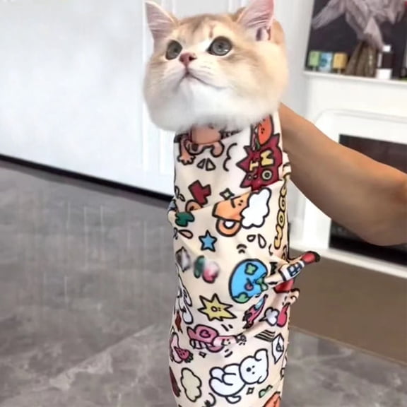 Rkxzt Cat Wrap Cats Grooming Wrap Self-Adhesive Scratch Escape Calming Nail Clipping Restraint Tool Multifunctional Pet Wrap Home Textiles|Cloth,Brown