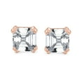 thumbnail image 2 of Bling Jewelry Womens Asscher Cut CZ Stud Earrings in Rose Gold & Sterling Silver, 2 of 6
