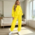 thumbnail image 6 of Trgacdwlo Fleece Lined Womens Sweatsuits 2 Piece Set Tracksuit Fuzzy Hoodie Jogger Pants Set Fall Winter Warm Plush Womens Matching Sweat Set Yellow XXL, 6 of 6