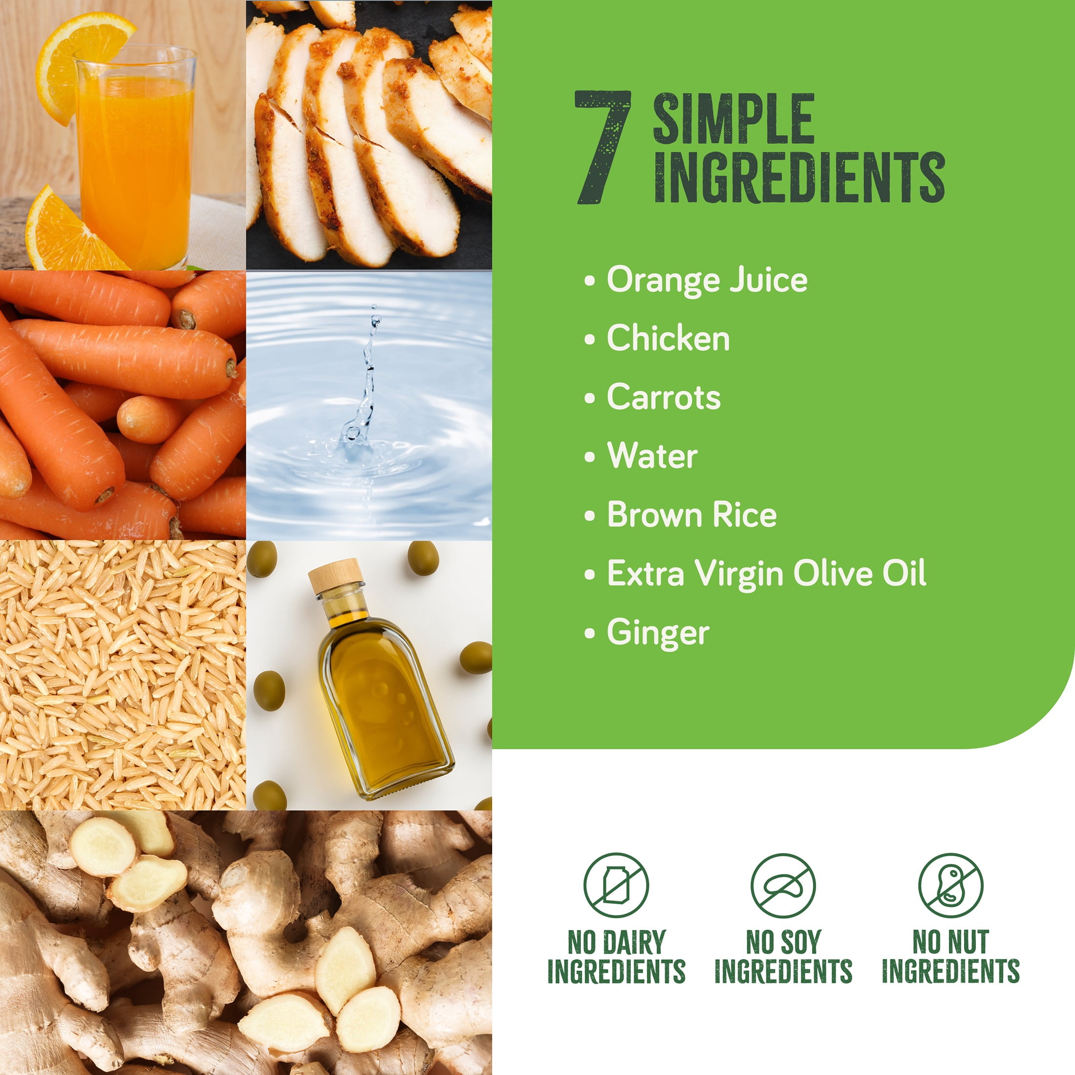 Real Food Blends Chicken, Carrots & Brown Rice - Pureed Food Meals for Tube Feeding with Protein, Vegetables & Fruits - 340 Calories for Lunch & Dinner - 9.4 oz (Pack of 12)
