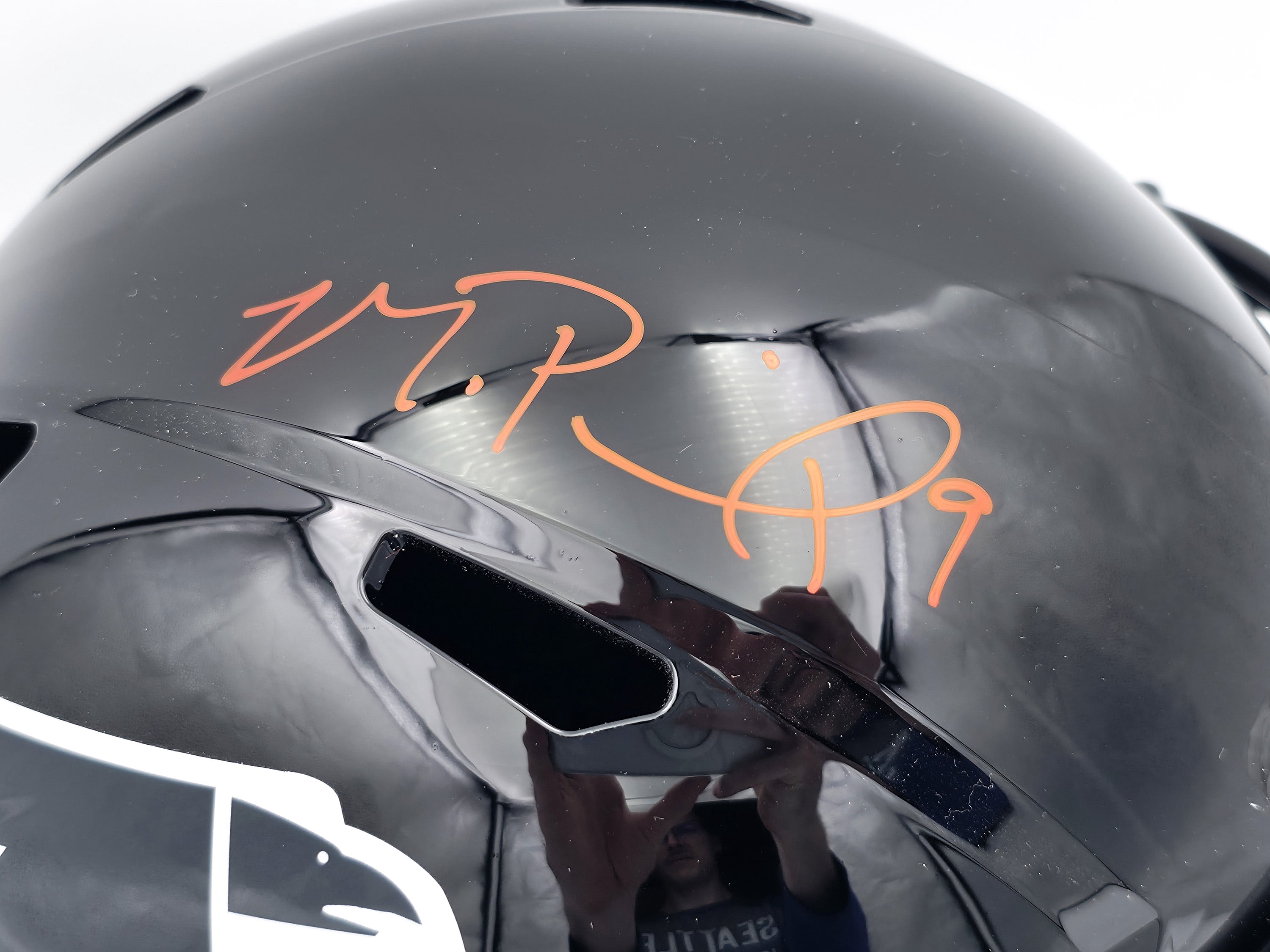 Michael Penix Jr Autographed Atlanta Falcons Alternate Black Full Size Speed Replica Helmet (Signed Twice) Beckett BAS Witness #2W906157