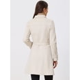 thumbnail image 4 of Abrigo de gamuza sintética para mujer Gabardina con cinturón y botones en la parte delantera de invierno Beige L, 4 of 5
