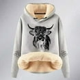 thumbnail image 4 of Womens Cozy Hoodies Thick Long Sleeve Highland Cattle Print Hooded Sweatshirt Fall Fashion Pullover Sweaters Winter Clothes, 4 of 4