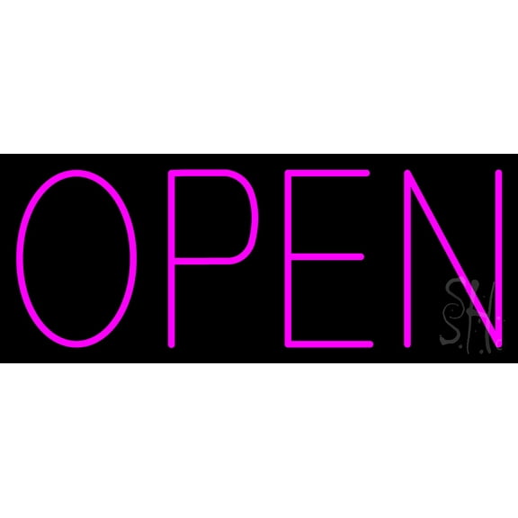 Open Pink LED Neon Sign 13 x 32 - inches, Clear Edge Cut Acrylic Backing, with Dimmer - Bright and Premium built indoor LED Neon Sign for storefront.