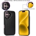 thumbnail image 6 of Phone Cases Design for iPhone 16 Plus Flip Folio Wallet Case with Credit Card Holder Slot PU Leather Cover Durable Kickstand Protective Covers for Women Men Girls 6.7 inch Black, 6 of 7